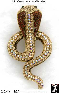 Egyptian Cobra Pin: Rhinestone Snake Asp Pin Brooch Top