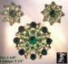 Brooch Set: Vintage SHADES OF GREEN Pin & Earrings Set