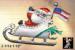 Christmas Pin: Patriotic Christmas Santa Claus on Sled Pin