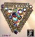 Brooch: Vintage Aurora Borealis Triangle Brooch Pin