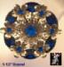 Brooch: Vintage Capri Blue Rhinestone Floral Filigree Pin