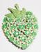 Brooch - Green Enamel Strawberry - Rhinestones