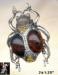 Bug Pin: Faux Cherry Amber Cabochon & Rhinestone Bug Pin