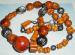Necklace -  Amber and Metal Bead Necklace - India
