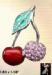 Cherry Pin in Cherry Red Enamel & Pink Rhinestones