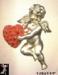 Cupid Valentine Pin:  Angel Cupid with Rhinestone Heart Pin