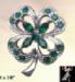 Shamrock Pin:  Emerald Green Rhinestone Shamrock Pin