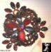 Rhinestone Brooch:  Red & Gray Rhinestone Pin Brooch