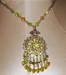 Necklace - Green and Topaz Rhinestone Pendant Style
