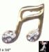 Musical Note Tac Lapel Pin: Rhinestone Sixteenth Note Pin