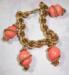 Goldtone Bracelet With Coral Glass Charms