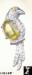 Bird Pin: Bird Pin Open Backed Lemon Rhinestone Belly