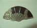 Silvertone and Enamel Fan Brooch