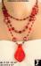 Red Necklace Set: Red Art Glass Beads 3 Strand  Necklace Set