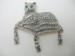Signed Avon Cat Silver Tone & Rhinestone Brooch / Pin
