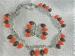 Designer Signed Orange & Brown Lucite Necklace & Clip Earrin