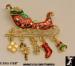 Christmas Sleigh Pin: Rhinestone Christmas Sleigh Pin Brooch