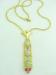 Gold Tone Art Glass & Rhinestone Necklace