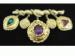 Gold Tone Signed Dangle Rhinestone Bar Brooch / Pin