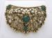 Signed JJ Dainty Filigree Faux Pearl-Green Rhinestone Brooch