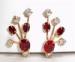 Vintage Red Rhinestone Spoke Earrings