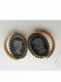 Small Cameo Black/Grey Gold Tone Clip on Earrings