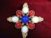 Signed Sarah Coventry Patriotic Maltese Cross Brooch/Pin