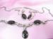 Signed  Sterling Silver Onyx Drop Necklace/Earring Set