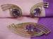 Fine Faux Amethyst RETRO Brooch & Earrings Set 12kt GF