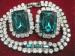 Green Emerald Rhinestone Bracelet & Earrings