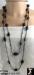 Long Black Beads: Long Black Bead Necklace Earrings Set