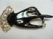 Black Enamel Hand Rhinestone Brooch / Pin