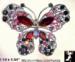 Butterfly Pin: Red Black Rhinestone Filigree Butterfly Pin