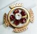 Victorian Rolled Gold Enamel Floral Brooch