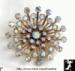 Atomic Pin: AB Rhinestone Atomic Pin Brooch Gold Tone