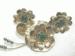 Set Retro Flower with Green Rhinestones Brooch & Earrings