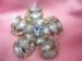 Vintage Icy Blue Frosted Pinwheel Rhinestone Brooch / Pin