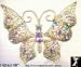 Butterfly Brooch: Filigree Butterfly Pin Pastel Rhinestone