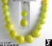 Necklace Set | Acid Green Plastic Beads Necklace Earrings