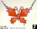 Butterfly Pendant Necklace: Orange Rhinestone Butterfly