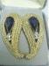 Faux Sapphire-Clear Rhinestone & Gold Tone Rope Pierced Earr