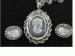 Reverse Carved Glass Cameo Pendant & Earrings Set