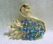 Vintage Aurora Borealis Rhinestone Swan Brooch