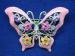 Butterfly Pink Enamel & Colorful Rhinestone Brooch/Pin