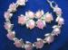 Lavender/Pink Moon Glow Silver tone Bracelet & Clip Earrings