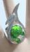 Unusual Studio Ring With Green Rhinestone