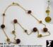 Beads: Long Bead Chain Necklace Set Amber Topaz Colored