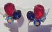 Fabulous Large Rhinestone Earrings - Red, Blue