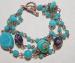 Vintage Turquoise/ Aqua Beaded Bracelet - Copper