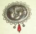 Sterling Sun Moon Art Nouveau Brooch